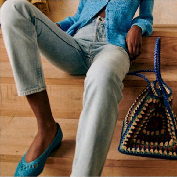 NWT Sezane Brut Sexy Straight Jeans Bleach Blue Light Wash - Picture 6 of 12